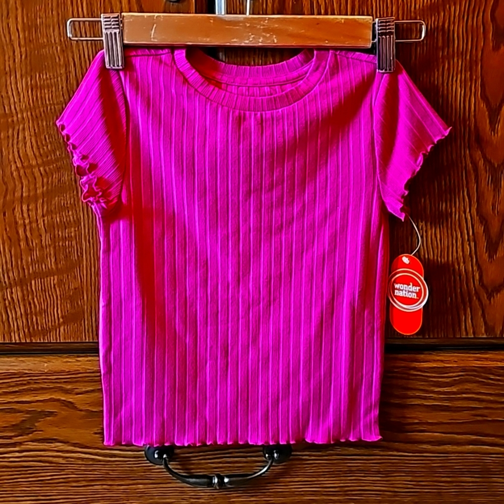 NWT Wonder Nation Girls Pink Tee Shirt Size S (6-6X)